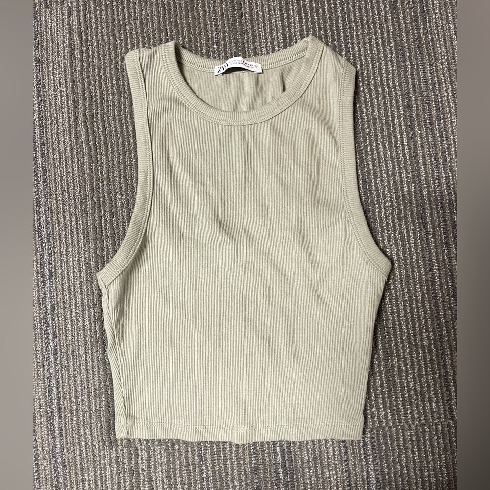 Zara light green halter tank top